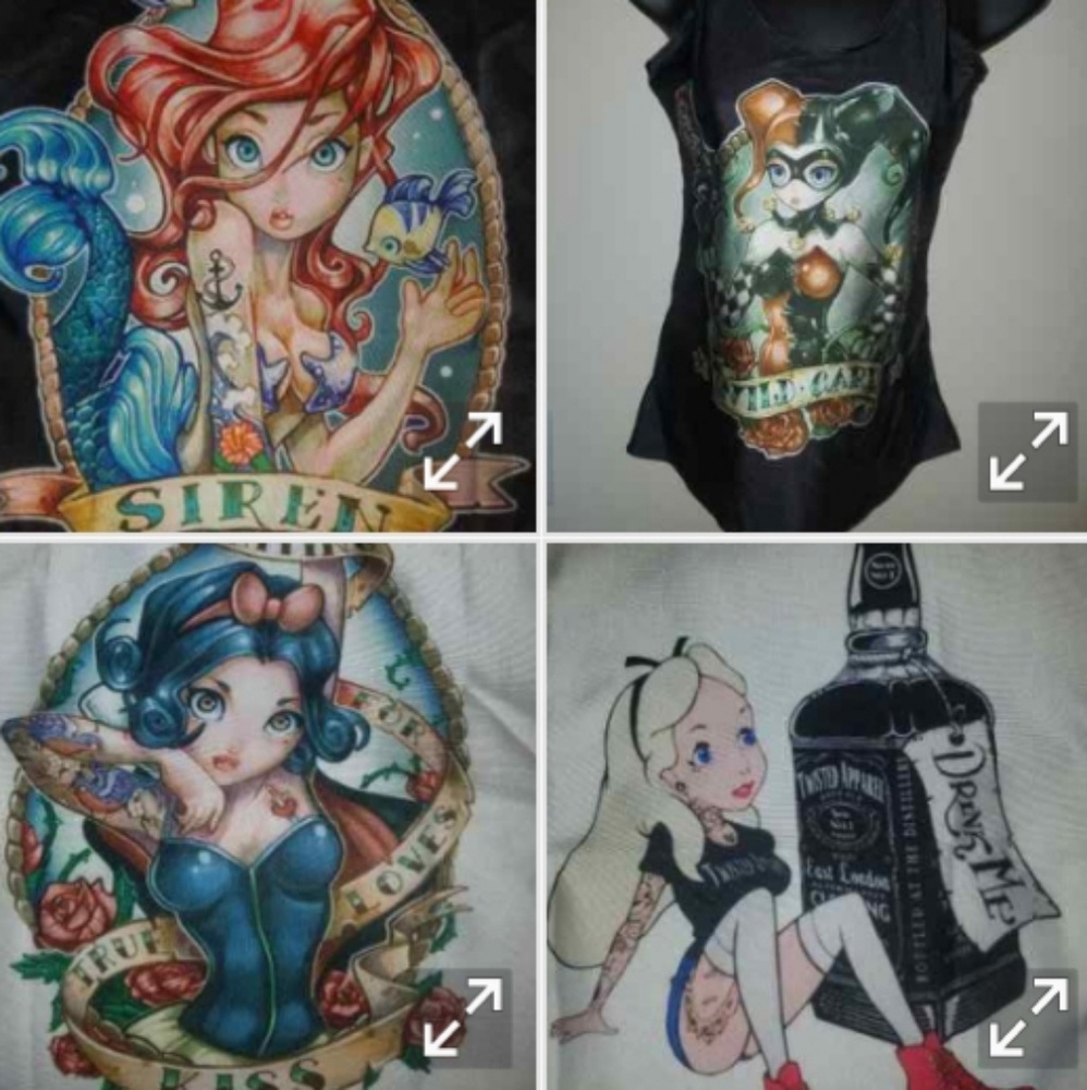 Harley,Ariel,Snow White & Alice in wonderland tank